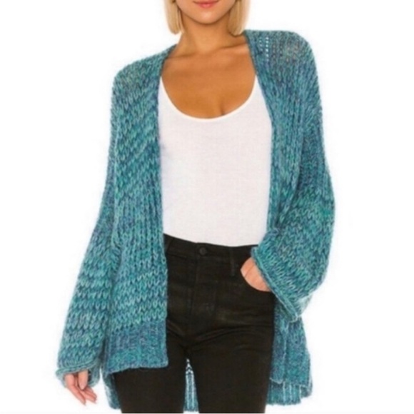 Free People Home Town Cardi Cardigan Sweater Arctic Turquoise Blue Alpaca Size S - Picture 5 of 14